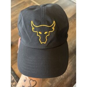 Under Armour Project Rock Bull Hat Cap OSFA Black Gold Adjustable Training Women